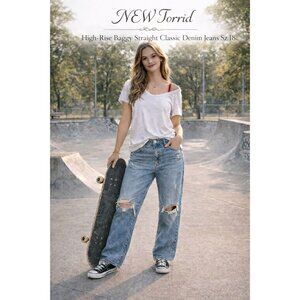 NEW Torrid High-Rise Baggy Straight Classic Denim Jeans Sz 18 Y2K Skater Grunge